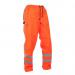 The image shows a pair of bright orange Hydrowear Miami Multi trousers, featuring flame retardant and anti-static properties. Waterproof and lightweight, these trousers are perfect for industrial or outdoor work environments.
