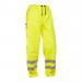 The photo shows a pair of Hydrowear Fire Retardant Trousers in the Miami Multi design, featuring a vibrant Saturn Yellow color and a size 2XL. These trousers are waterproof, anti-static, and sweat-resistant, providing ultimate protection against flames. Perfect for any tough work environment.