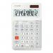 The image shows a white Casio desk calculator, with 12 digits and an ergonomic design. The compact size is perfect for efficient use on any desk. The buttons and display are clearly visible, making calculations easy and accurate.