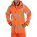 The photograph shows a group of high visibility jackets by Beeswift. The jackets are in bright orange color and have a reflective strip design. Each jacket has the Beeswift Jubilee logo on the front. The jackets have a modern and sleek design, and are made from durable materials.
