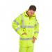 This image features Beeswift high visibility jackets in the vibrant Saturn Yellow color, designed in the popular Jubilee Jacket style. The size is 3XL, making it suitable for larger individuals. Stay safe and visible in this eye-catching jacket.