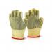 The photo is of a pair of Beeswift fingerless gloves, reinforced with a dotted pattern on the palm for extra grip. The gloves appear to be in a neutral color and are made of a sturdy material, with visible stitching on the fingers and a secure wrist strap.