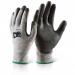 The photo shows a black XL sized Beeswift Cut Resistant Glove that is coated with PU material. The glove features a cut resistance level of 5 and is suitable for use with heavy-duty tasks. The gloves have a sleek and professional appearance.