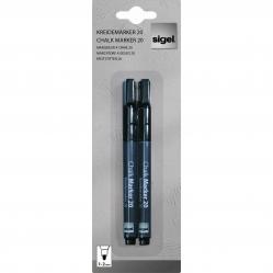 Sigel Liquid Chalk Water-Based Marker Black easy wipe 1-2mm bullet tip  LCMBULBK