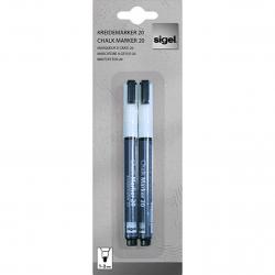 Sigel Liquid Chalk Water-Based Marker White Easy Wipe 1-2mm Bullet Tip - Pack of 2 - BA178 LCMBULWH