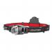 The photo features a powerful LED headlamp in black and red, with the brand name Ledlenser displayed prominently. The compact design and adjustable head strap make it perfect for hands-free use in any situation. The bright light beam is sure to illuminate your path with ease.