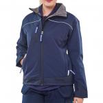 The Beeeswift Weatherproof Jackets Beeswift Ladies Soft Shell Jacket Navy Blue M LSSJNM is a sleek and stylish outerwear option. With a deep navy blue hue, it features a soft shell material that is perfect for chilly and drizzly days. Its slim fit and weatherproof design make it a practical yet fashion-forward choice for any occasion.