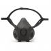 In the photo, two black Moldex half masks are visible, one in a small size. They are made of silicone and have a curved shape. The masks feature a double strap and have a sleek, modern design.