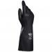 This photograph features a pair of Mapa Professional Mechanics Gloves in the size 2XL. The gloves are part of the Ultraneo 341 series and come in a sleek black color. They have a gauntlet style and are designed for maximum durability and protection.