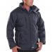 The picture shows a navy blue Beeswift Mercury jacket, featuring a weatherproof design. It is designed in size M and is perfect for protecting against harsh weather conditions.