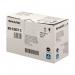 The photo captures a pack of Sharp ink cartridges, specifically the MXC30GTC Cyan Toner. The cartridges have a bold blue and white design with sharp lines and distinct labels. They seem to be brand new and in pristine condition, ready to be loaded into a printer.