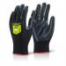 In the picture, a pair of black XL Beeswift Nite Star gloves are shown. The gloves have a sleek design, with a textured palm for better grip. The XL size provides ample room for comfortable wear. The Nite Star logo is prominently displayed on the back of the hand. These gloves are perfect for various industrial and outdoor tasks.
