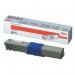 The photo showcases a set of Oki Ink Cartridges in a bold cyan color. With OEM packaging and a sleek design, these cartridges are made to print up to 2000 pages with high-quality original toner.