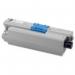 The Oki Ink Cartridges OEM OKI C510 Black 5000 Pages Original Toner 44469804 OOKI44469804 appear as a sleek, black cartridge with the Oki logo printed on the side. The package states that it yields 5000 pages, making it a reliable and long-lasting option for printing needs.