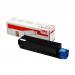 The Oki Ink Cartridges OEM OKI 45807106 Black 7000 Pages Original Toner image shows a black toner cartridge with the Oki logo on the top. The front features a label with the product name and page yield, while the back has a barcode and product information. The cartridge is in its original packaging, with a black background and white text.