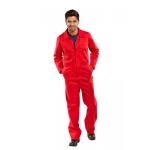 A vibrant red boilersuit from Beeswift boasting durable construction and comfortable fit. Features include a zip-up front, multiple pockets, and long sleeves with adjustable cuffs. The perfect choice for any industrial or manual labor setting.