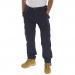 The image shows a pair of navy blue Beeswift combat trousers in size 36. The trousers have multiple pockets and a durable construction, perfect for rugged outdoor activities. They are made with high-quality beeswax fabric for added comfort and durability.