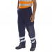 In the photo, the Beeswift trousers are a stylish navy blue color with a patch design. They are made from a durable blend of poly cotton and nylon for maximum comfort and functionality. The 38T size is perfect for a comfortable fit.