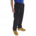 The picture shows a durable pair of black Beeswift heavyweight drivers trousers in a size 32T. The trousers feature multiple pockets and a comfortable fit for long days on the job. They are made from high-quality material and are designed to provide protection and functionality for professional drivers.