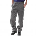 In the photo, a pair of Beeswift heavyweight drivers trousers in grey can be seen. The trousers have a durable construction and a comfortable fit. They feature multiple pockets for storage and have a timeless, versatile design.
