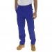 This photo features Beeswift Drivers Trousers in royal blue, made of poly cotton for durability. The trousers are size 40 and are designed for work use.