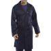 Beeswift Warehouse Coats Beeswift Poly Cotton Warehouse Coat Navy Blue is a durable and stylish 36 inch coat made of poly cotton material. The navy blue color gives it a sleek and professional look, perfect for any warehouse setting. The coat features multiple pockets and a secure button closure. The Beeswift logo can be seen on the chest pocket.