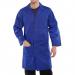 In the photo, a royal blue Beeswift poly cotton warehouse coat can be seen. The durable material and functional design make it ideal for working in industrial settings. The coat features a button front, multiple pockets, and a professional look that is perfect for any warehouse environment.