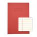 The picture shows a pack of 10 red exercise books from Rhino Stationery. Each book has 48 pages and is A4 size. The paper is tinted cream and the cover has the Rhino logo.