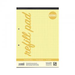 Rhino Stationery RHINO A4 Yellow Paper Refill Pad 100 Page 7mm Squared (Pack of 6) PHAYQ-4