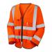 The photograph shows a group of brightly colored Beeswift High Vis Jerkins and a PKUARIO SEXPRESS Sleeved Vest in vibrant orange. These items are perfect for increasing visibility and safety in any work environment. The vests have a sleek and professional design, making them ideal for executives.
