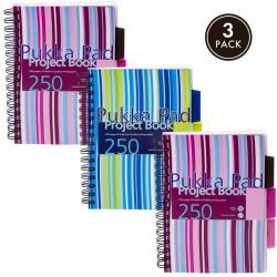 Pukka Pads Pukka Pad Stripes Polypropylene Project Book 250 Pages A5 Blue/Pink (3) PROBA5