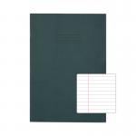 The photo shows a pack of 10 13x9 oversized dark green exercise books from Rhino Stationery. Each book contains 80 pages and is labeled with the brand name and size in white font. The books have a sturdy cover and lined white pages inside.