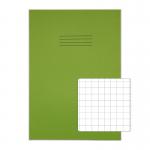 This image shows a pack of 10 light green Rhino Stationery A4+ exercise books. Each book measures 13 x 9 inches and has 80 pages. The oversized design makes it perfect for taking detailed notes or drawing. The cover features the Rhino logo and the books are bound with high-quality stitching.