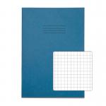 The photograph shows 10 light blue RHINO A4 Exercise Books with 80 pages each. The cover features the Rhino Stationery logo and product name. The pages are lined and have a spiral binding. Each book is labeled as S7.