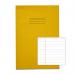 The photo shows a pack of 10 Rhino stationery A4 exercise books, with 80 pages each. The cover is bright yellow and the brand name is prominently displayed. The pages are lined and ready for writing in this durable and high-quality product.