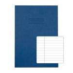 The photograph shows a pack of 10 dark blue Rhino A4 exercise books. Each book has 64 pages and is labeled with the brand name Rhino Stationery. The books have a sleek, modern design and appear to be of high quality. The cover features the Rhino logo in the center.
