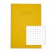 The photograph shows a set of 10 yellow Rhino Stationery A4 Exercise Books. Each book has 64 pages and is labeled with the brand name RHINO on the cover. The books are stacked neatly in a row, with the spines facing outwards. The cover of each book is vibrant yellow, with a simple, clean design. The A4 size makes them ideal for note-taking and organizing school or work materials.