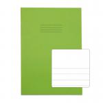 A pack of 10 light green Rhino Stationery A4 exercise books, each with 64 pages. The cover features the brand name and product line prominently displayed. The pages are lined and perfect for writing and note-taking. Ideal for students or professionals.