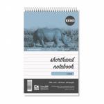 A picture of Rhino Stationery Shorthand and Reporters Pads would show a pack of 160 notepads, each measuring 200 x 127 and containing 80 leaves. The pads are spiral-bound and feature a F8 size, making them compact and easy to use. The pads are designed to be used for shorthand note-taking, with pages that are lined for neat writing. The cover of the pads may feature the Rhino logo and branding.