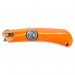 The image shows a Pacific Handy Cutter RZ-3 metal spring back safety knife. The cutter has a silver handle with a black blade, and the safety mechanism is visible on the side. The knife appears to be sturdy and efficient, perfect for any cutting task.