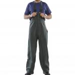 The Beeswift Super B-Dri Bib and Brace in olive green is a water-resistant and durable workwear essential. The beeswift branding is displayed prominently on the chest, while the adjustable straps and multiple pockets make this a practical and comfortable choice for any job.