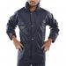 The image shows a navy blue Beeswift Super B-Dri Jacket, size XL, with the brand name Beeswift Weatherproof Jackets displayed prominently on the chest. The jacket appears to be made of a durable, weatherproof material and features a full length front zipper and multiple pockets.