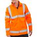 The picture shows vibrant high visibility jackets from Beeswift in a soft shell material. The primary color is bright orange, with reflective strips in compliance with EN20471 safety standards. The jackets are in size S, with the brand name Beeswift imprinted on the chest.