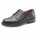 The picture shows a pair of Beeswift Smart Shoes in black, size 12. These shoes are designed for managers and have an S1 safety rating. The sleek and professional design includes reinforced toe caps and a comfortable fit for all-day wear.