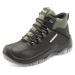 The photograph captures a pair of Secor Safety Boots Beeswift Traders Traxion Boots in size 13, color black. The sturdy leather boots feature a steel toe and rubber sole for ultimate protection and durability. The plaid interior lining adds a touch of style to these practical work boots.