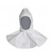 In the photo, you will see a pack of 25 white DuPont Tyvek 500 hoods with flanges attached, designed as accessories and parts for Tyvek hard hats. The hoods are made of durable material and have a distinct flared shape for added protection.