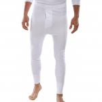 In this photograph, a pair of white Beeswift Thermal Long John Trousers can be seen. The trousers are made from high-quality materials and have a comfortable fit. They are designed to provide warmth and protection, perfect for colder weather. The subtle branding adds a simple yet stylish touch to the trousers.