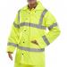 A photograph of Beeswift High Visibility Jackets showcases their bright, Saturn Yellow color and lightweight design. The EN471 Jacket is in size 3XL, perfect for increased safety in low light conditions.