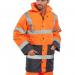 The photograph shows the Beeswift two tone traffic jacket in orange and navy, size 3XL. The high visibility jacket features reflective stripes and a zip-up front. The Beeswift logo can be seen on the chest. The jacket appears to be well-made and durable.