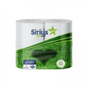 Sirius 2 Ply White Sirius Brand 320 Sheet Toilet Rolls Packed 9X4 72